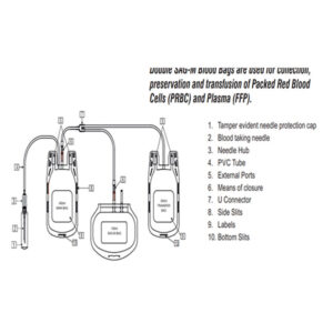 BC1003-Double SAG-M Blood Bag System-collection,  preservation and transfusion of Packed Red Blood Cells (PRBC) and Plasma (FFP).