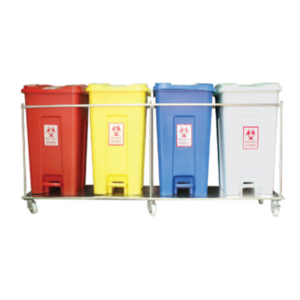 MW1102 – 50ltr SS 4 Bin Set With Wheel