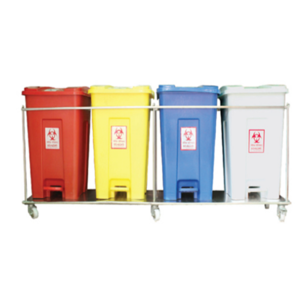 MW1102 - 50ltr SS 4 Bin Set With Wheel
